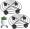 2 Pezzi Carrello per Piante con Ruote, 32 Cm Sottovaso con Ruote Nero capacità, Rullo per Piante, con Ruote Girevoli A 360° per Interni, Esterni, Casa E Giardino