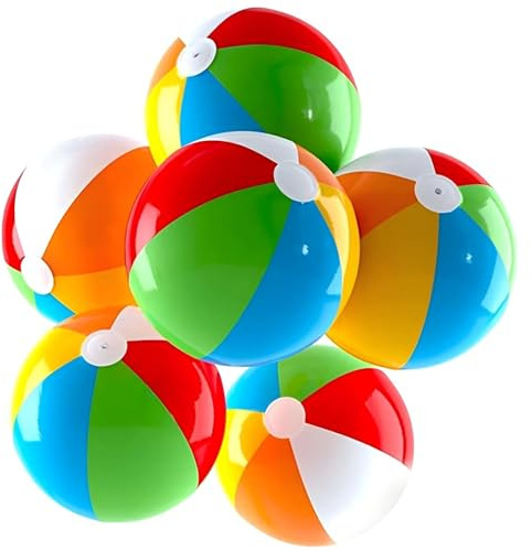 DOETYD 6PCS 9 Beach Ball Set, Colourful Inflatable Pool Toys for Kids and Adults, Fun Summer Party Supplies, Outdoor Games Water Ball Decorations for Pool Beach and Holiday