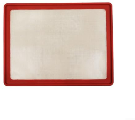 Tapete de silicona para hornear con marco de metal, 42 x 32 cm, resistente al calor, de -75.6 °C a 230.0 °C, protector de bandeja reutilizable duradero para kit (rojo)