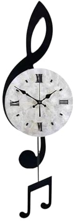 predolo Reloj de Pared con Notas Musicales, Decorativo, con Péndulo, para Colgar, Ideal para Fiestas Escolares, Cafeterías Y Salas de Estar, L