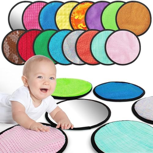 16 alfombras táctiles perceptuales para bebés, muñecas de aprendizaje lavables a máquina con granos variados para crecimiento cognitivo, lavables a máquina, colchones perceptuales para bebés