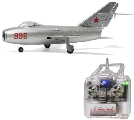 MinimumRC MiG-15 Micro EDF - Aereo radiocomandato RC a 4 canali, 2,4 GHz, stabilizzato con giroscopio, jet a fan intubato da 30 mm, aereo aerodinamico ad ala fissa RC kit con carrello d'atterraggio