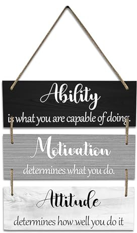 Set targhe da muro per uffici in legno con citazioni ispiratrici, capacità motivazionali, motivazione, atteggiamento, cartelli appesi, set cartelli motivazionali regalo