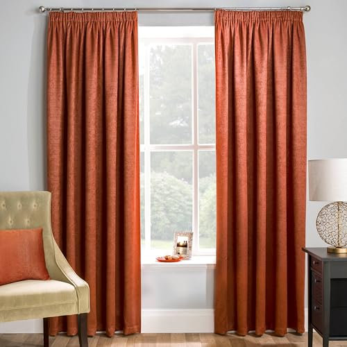 Enhanced Living Matrix Orange Curtains for Living Room - 46x90 inch (117x229 cm) - Tape Top Noise Reducing Thermal Curtains for Bedroom - 2 x Curtain Panels