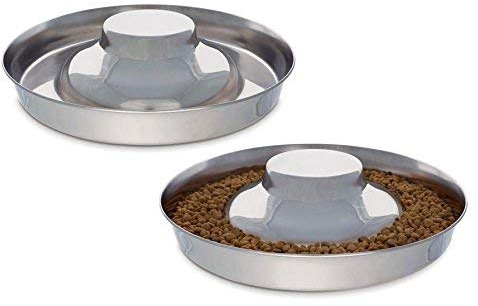 One Stainless Steel Multi Puppy Pan Litter Feeder Dish Dog Bowl Saucer Choose Size (14 1/2 Inch - 100oz)