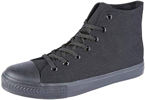 Ladies Baltimore/Academy Low Hi Top Canvas Toe Cap Lace up Pumps Plimsoll Trainers Casual Shoes Boots Size 13-8 (6 UK, Hi Top: All Black)