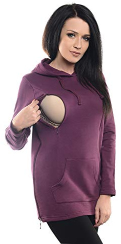 Purpless Maternity 2in1 Pregnancy Nursing Hoodie Sweatshirt Woman Kangaroo 9050 (8, Plum)
