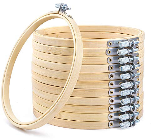 Caydo 12 Stück 15 cm Stickrahmen Holz Bulk Bambus Kreis Kreuzstich Reifen Runde Ring