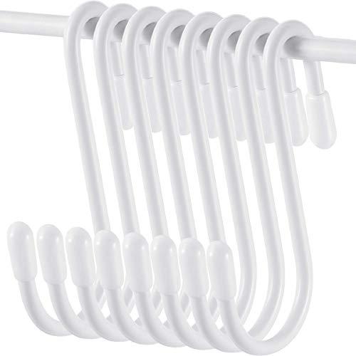 Hotop 36 Pcs White S Hooks for Hanging 2.4 Inch Heavy Duty S Shaped Hook Rack Metal Non Slip Hanger for Christmas Tree Stocking Kitchen Pot Utensils Closet Wire Bathroom Bedroom Pan Bag Towel Plant