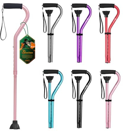 BeneCane Walking Cane for Men & Women Adjustable Cane with Offset Soft Cushioned Handle -Portable Lightweight Sturdy Mobility Walker Aid for Elderly, Seniors Collapsible Cane Pink