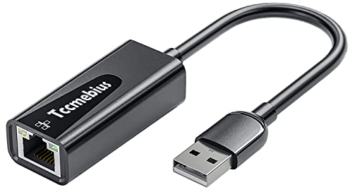 Tccmebius Adattatore Ethernet USB, Adattatore di Rete LAN da USB 2.0 a RJ45 10/100, per MacBook, Surface Pro, Notebook PC, Compatibile con Windows7/8/10, Mac OS, Android, Chrome OS, Linux (TCC-S20A)