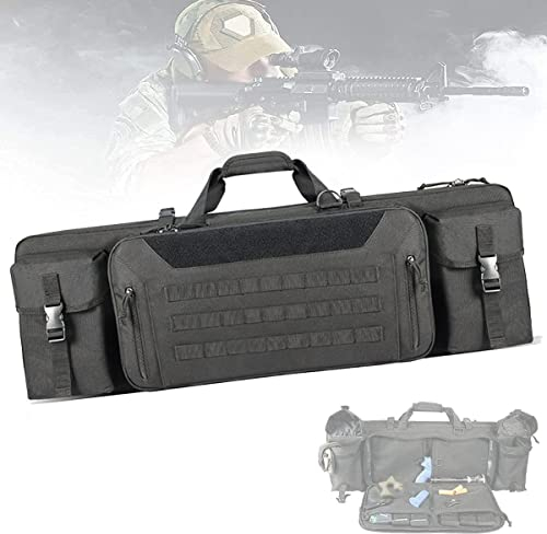 Gewehrtasche für Jagd, Waffentasche für Langwaffen, 36/42 Inch Futteral Langwaffen Waffentasche Gewehrtasche, Doppelgewehrbeutel für Den Schusswaffentransport, Ganz Einfach zu Tragen,Black-42in/107cm