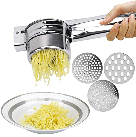 Youding 10 Ricetta Patate Grandi - Passapatate Professionale in Acciaio Inox con 3 Dischi intercambiabili - Passapatate Manuale per purè di Frutta, Verdura