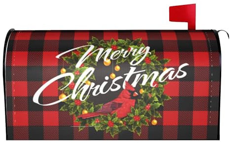 Copertura magnetica per cassetta postale di Natale con scritta Merry Christmas, copertura magnetica per cassetta postale con bufalo rosso, decorazione per la casa, giardino, cortile, fattoria, casa,