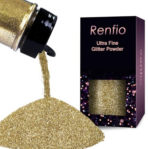 Renfio Ultra Fine Glitter Powder Metallic Resin Glitter 1.75 Oz (50g) PET Flakes Crafts Sequins 1/128 0.008 0.2mm Epoxy Chips Flakes for Tumblers Slime Decoration - Cyan Gold