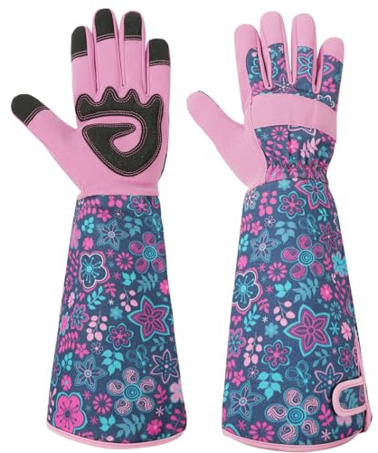 Ainiv Trädgårdshandskar taggsäkra roshandskar, trädgårdshandskar dam/herr trädgård present – taggfasta handskar med extra lång krapa och förstärkta handflator och fingertoppar (rosa-M)
