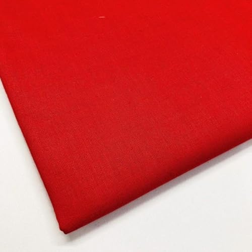 100% Cotton Plain Fabric – 60 Inch Wide 150cm Wide 150GSM Material – for Sewing, Quilting, Curtain Linings, Dressmaking, Pillowcases & Totes – 10 Colors (Red, 10 Metre)