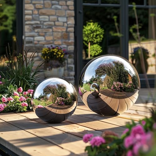 E-ANG.W Edelstahl Gartenkugel,Polierte Edelstahlkugel,Gartenkugeln für Außen,Schwimmende Teichkugel,Spiegelpolierte Hohlkugel,Nahtlose Dekokugel,für Hausgarten Ornament Dekorationen(1 Stück x 12 cm)