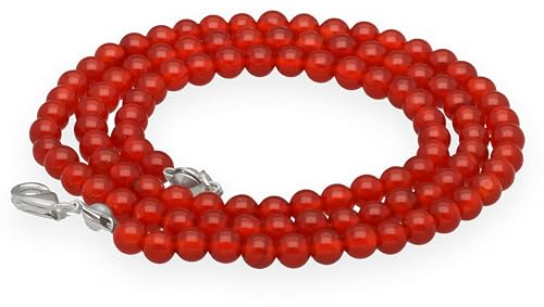 Lebensquelle Plus Chaîne à boules en pierre précieuse + fermoir en argent 925 | Boules de 4 mm de diamètre | Fermoir mousqueton de 45 cm de long | Chaîne de qualité supérieure, Acier inoxydable, Lapis