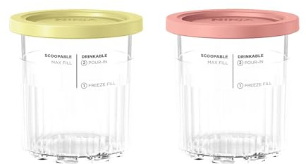 Ninja Dessert Behälter kompatibel mit NC501EU, Transparent/Rosa Gelb