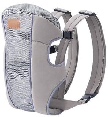 Mochila Portabebé Ergonómica,desde Nacimiento hasta 20 kg, 4 Posiciones, Transpirable y Acolchado, Ergonómica, Delantera y trasera (Gris)