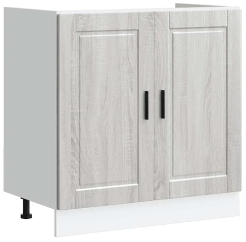 vidaXL Diskbänk underskåp grå sonoma 80x46x81,5 cm konstruerat trä, diskbänk basenhet, köksbänk med dörr, diskbänk basenhet för diskbänk