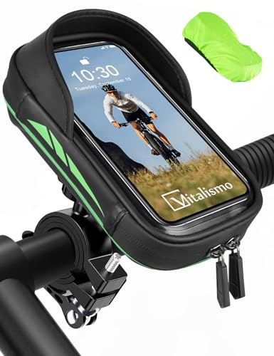 Vitalismo Bolsa Manillar Bicicleta, Soporte Móvil Bicicleta Moto Impermeable Cubierta de Lluvia Rotación 360 Porta Móvil MTB Bici Ciclismo para Teléfono hasta 6.5 Pulgadas