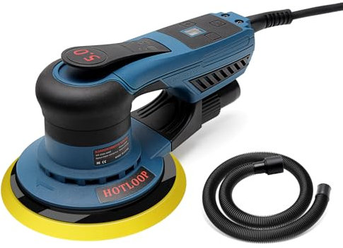 Lijadora excéntrica de 5,0 mm, sin escobillas, lijadora excéntrica con velocidad variable y 4 discos abrasivos de 150 mm para carpintería