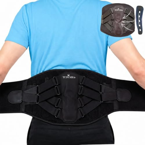 Faja Lumbar Ergonómica, Cinturón Lumbar, Soporte Lumbar Transpirable (XXL) | 4 Varillas de Aluminio y Fibra de Carbono, Transpirable y Ajustable, Para Trabajo, Deporte, Esfuerzos Físicos