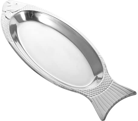 KICHOUSE 1pezzi Vassoio in Acciaio Resistente Per Pesce Superficie Liscia e Antiscivolo Adatto Per Sushi e Cottura a Vapore