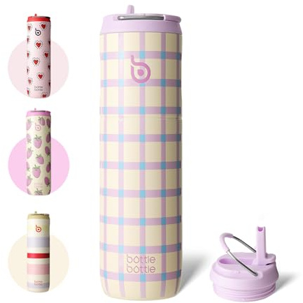 BOTTLE BOTTLE Isolierte Edelstahl Trinkflasche 750 ml mit Strohhalm, Deckel & Griff – Auslaufsicher, BPA-frei, Doppelwandig – Ideale Wasserflasche für Sport, Reisen & Fitness (Viva)