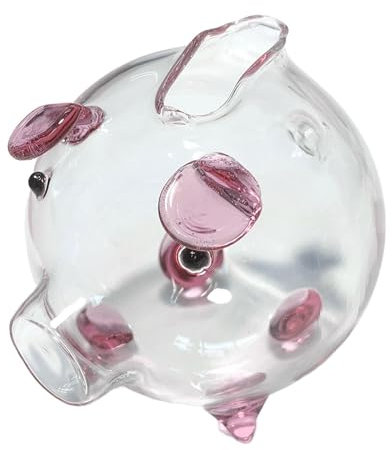 Gcljlmy Salvadanaio a forma di maiale in vetro, decorazione per bancarelle, decorazione da tavolo, risparmio di denaro per bambini