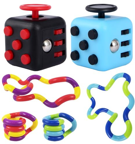 6 Pièces Jouets à Main Twister Cube Anti Stress, Décompression Jouet Cube avec 6 Modules Apaisants Jouet Twister Fidget Décompression Toy pour Enfants et Adultes