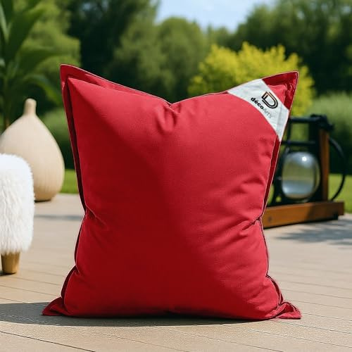 deco arts Housse pour Pouf Géant XL 120x80cm - Intérieur et Extérieur - Déhoussable - AntiUV - Rouge Piment