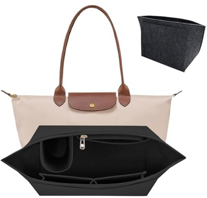 GREATRICH Organisateur de Sac en Felt pour Longchamp M Femme, 25x15x19cm Insert pour Longchamp Pliage, pour Organiseurs de Sacs à Main, Accessoire de Rangement, Noir