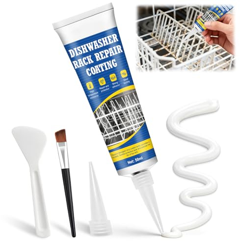 WEILAOK Antiruggine, Gomma Liquida per Cestello Lavastoviglie Riparatore, Impermeabile, Antiruggine e Resistente Calore, Bianco Rivestimento Impermeabile per Lavastoviglie Universale, 50ml
