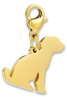 Charms-hänge med karbinlås | Halsbandshänge i 316L rostfritt stål | Berlock för berlockarmband i 18K guld | Vattentålig & hypoallergen
