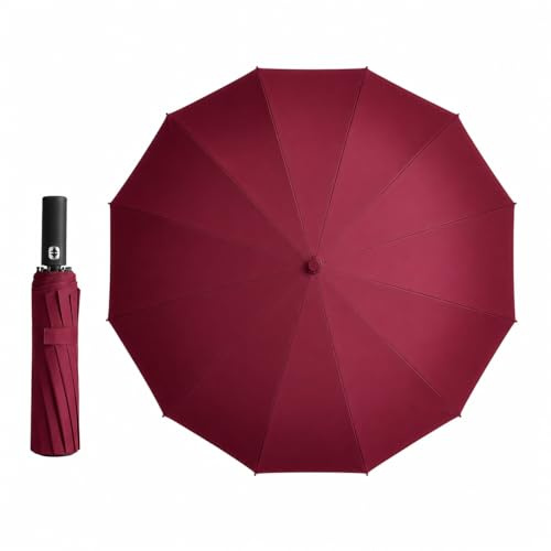 H HANSEL HOME Paraguas Plegable Automático, UPF 50+, 12 Varillas, Doble Armazón Reforzado, Antiviento e Impermeable, Apertura y Cierre con Botón, Compacto