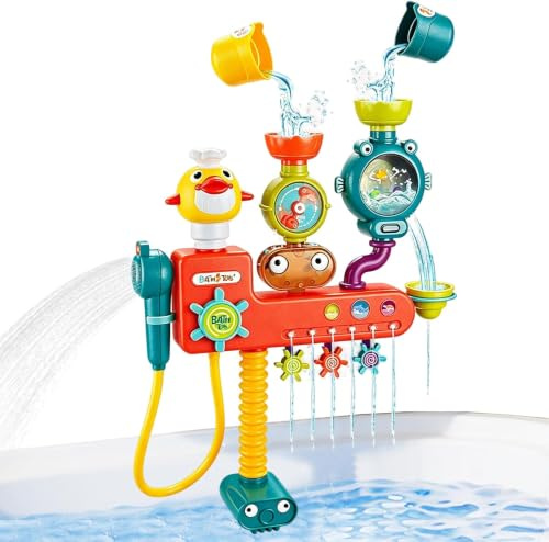 LUKIUP Jouet Bain, Jouets de Bain, Jouet de Bain, Cascade Interactif Jeux Bain, Conception de Fusée Jeux, Jouet Idéal pour Jouer dans(Poisson) (Poisson)