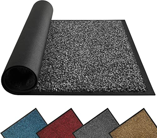 Mibao Fußmatte für Innen & Außen, 120x180cm Schwarz Grau Fußmatten, Dauerhaft Waschbar Fussmatte, Schmutzfangmatte rutschfest für Eingangsbereich, Türmatte mit Naturkautschukrücken