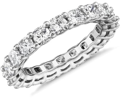 PAVOI White Gold Square CZ Eternity Rings for Women