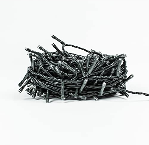 Status Stockholm 200 LED Warm-White String Lights, 21m Cable with 5m Lead, Mains-Powered IP44 Indoor and Outdoor Fairy Chain, Green Wire (STOCKHOLM200MWW)