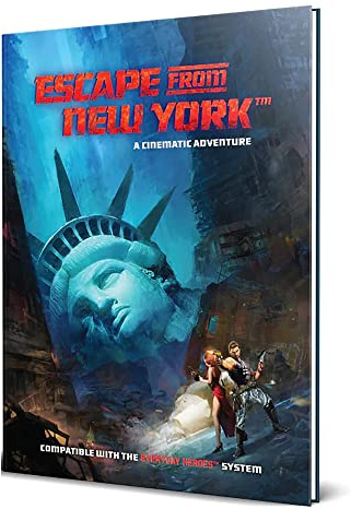 Evil Genius Games Cinematic Adventure : Escape from New York – Livre de RPG d'extension pour une utilisation avec le livre de règles Everyday Heroes Core, compatible D20, 5e, livre de 100 pages à