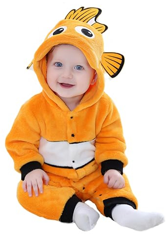 Doladola Costume Outfit per Bambino, Pigiama per Neonati, Costume per Bambino/Bambina, Abbigliamento per Giocare e per la Casa (Pesce pagliaccio, 3-6 Mesi)