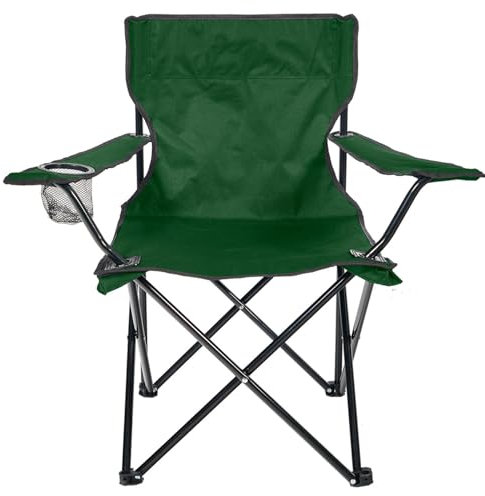 24MOVE® Faltstuhl grün Campingstuhl Anglerstuhl mit Getränkehalter - Anglersessel klappbar - Klappstuhl Gartenstuhl Faltstuhl Relaxsessel Campingsessel faltbar, Polyester, für draußen oder drinnen