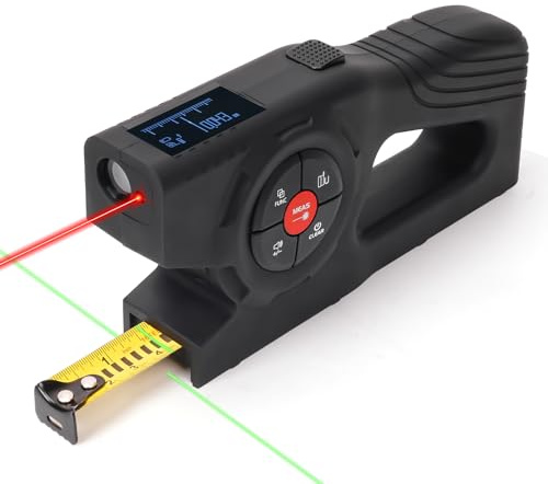 LUNYEE 393Ft Digital Tape Measure with Laser - 3-in-1 Recharge Electronic Laser Measuring Tape with Tape Measure 16Ft OLED Display M/in/Ft Unit Switch Area/Volume/Pythagorean,Class II Laser