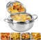 Olla Freidora,Olla para Freír de Acero Inoxidable de Estilo Japonés con Escurridor de Goteo de Aceite y Tapa,Mini olla Freidora Profunda para Freír Tempura,Pollo francés (Plata, 20cm)
