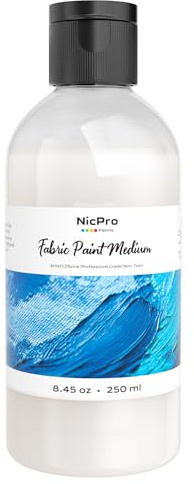 Nicpro 250 ml Pouring Medium Textilfarbe, Acryl-Flüssigmalmittel für Stoffmalerei, Verbessert die Haftung von Acrylfarbe auf Stoffen, Textilmedium für DIY-Kleidung, T-Shirts, Schuhe, Jeans, Taschen