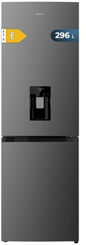 Cecotec Frigorífico Combi 2 Puertas con dispensador de agua Bolero CoolMarket Combi 296 DF WD Dark E. 296L, 60cm de ancho, Funciones FastCooling, FastFreezing y DeFrost, LED interior, Dark Inox