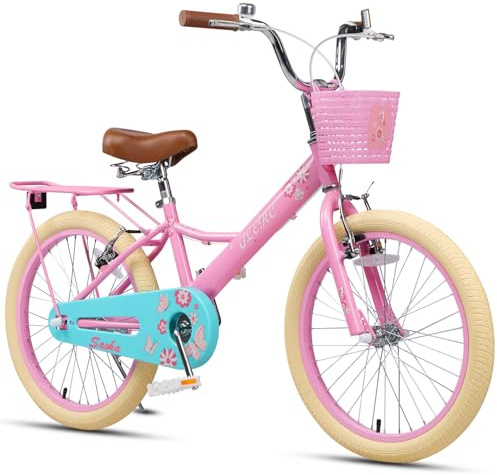 Glerc Cykel för flickor 12–20 tum, för barn 2 3 4 5 6 7 8 9 10 11 12 13 år gammal, med docksits, korg, stödhjul och staffli, flera färger